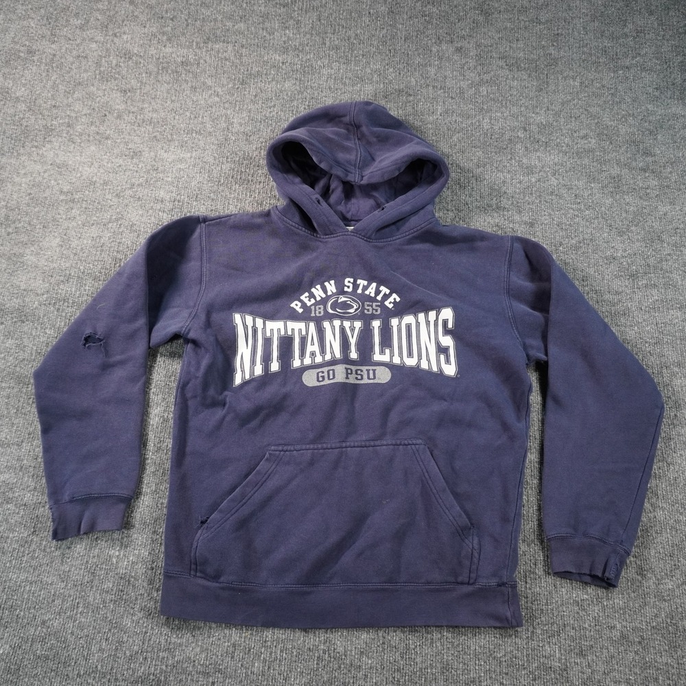 Vintage Penn State Nittany Lions Hoodie Mens Medium Navy Blue Graphic PSU 90s